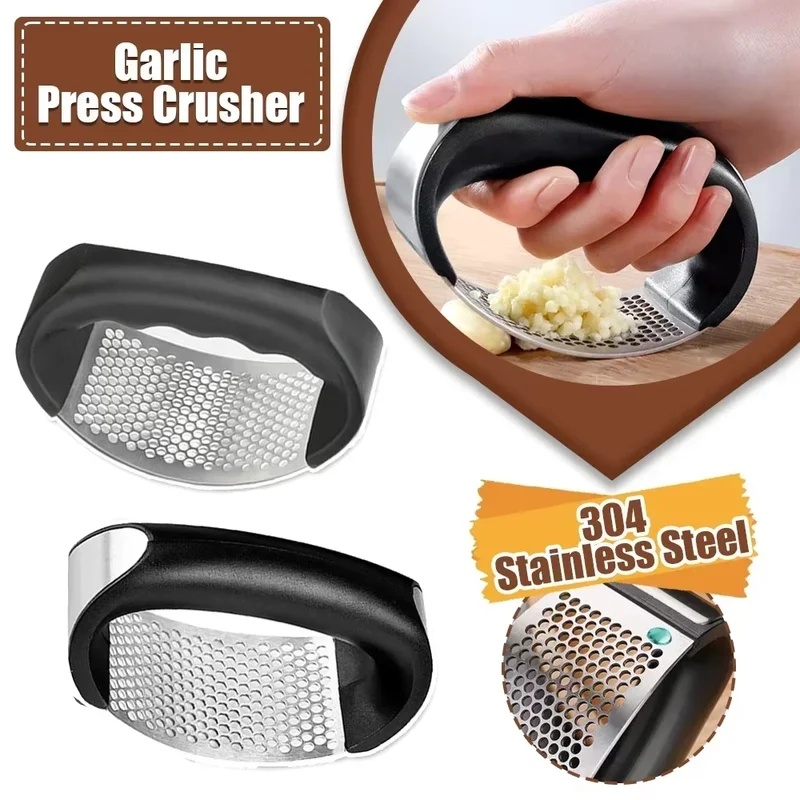 Kitchen Hanging Gadgets - Handheld Press Garlic Crusher Stainless Steel