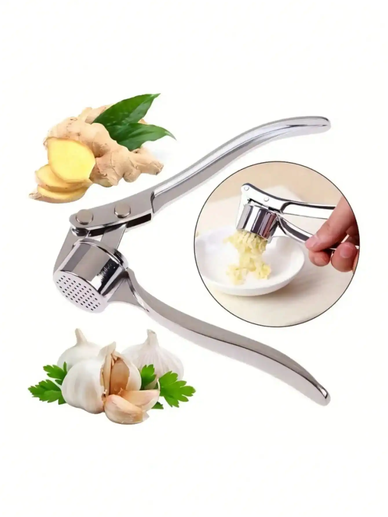 Kitchen Hanging Gadgets - Kitchen Garlic Press Crusher Mincer Stainless